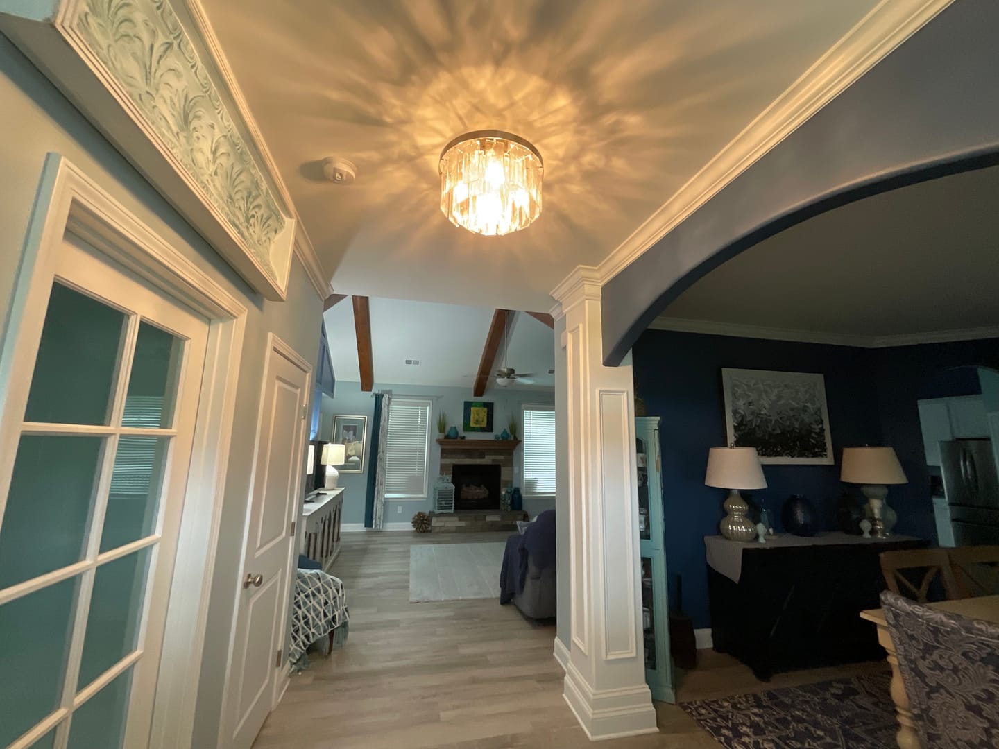 Customer photo review of Tiered Hammered Water Glass Round Semi Flush Mount