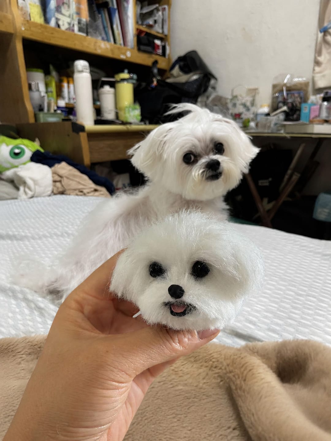 Customer photo review of Custom-made plush pet head pendant