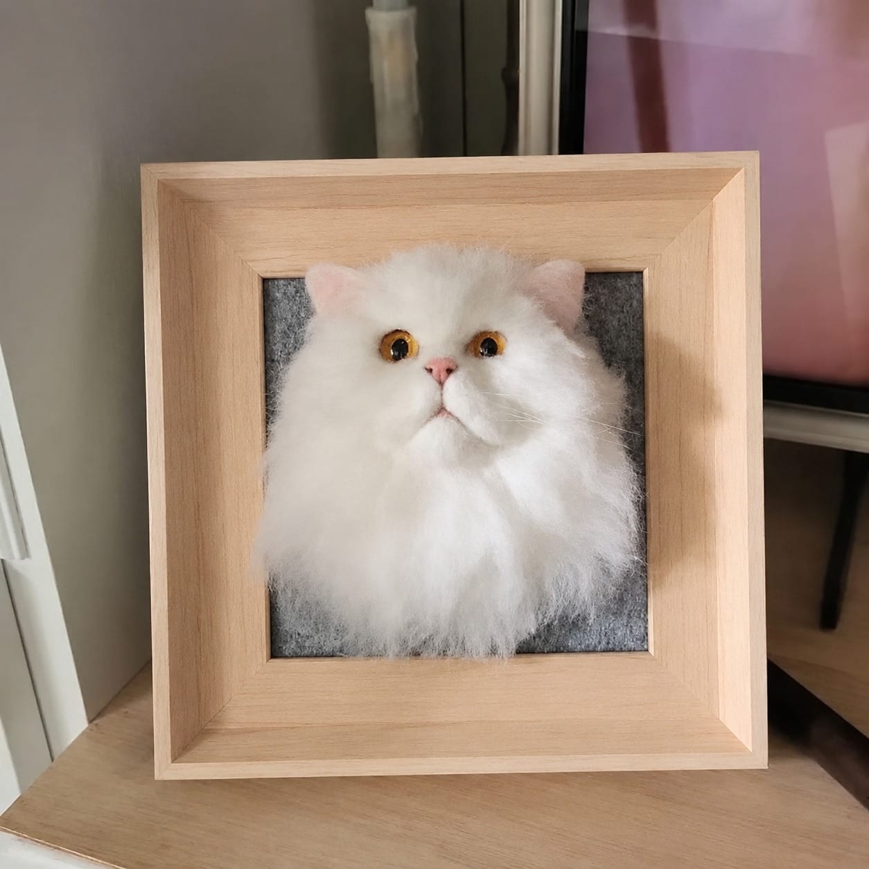 Customer photo review of Handmade felt pet head photo frame