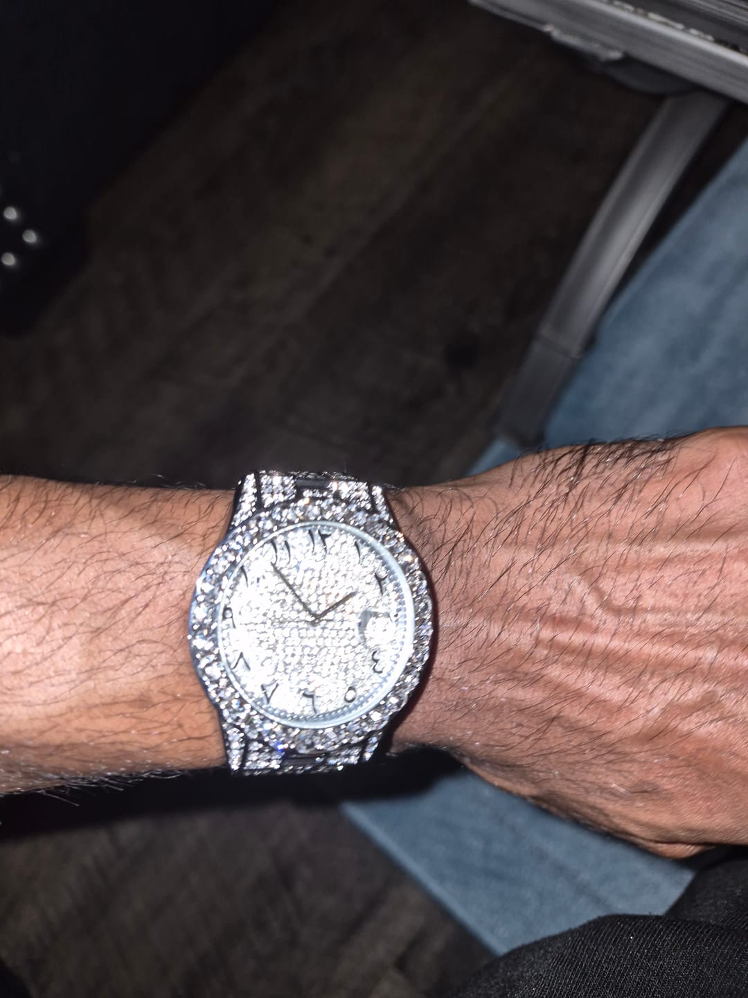 Customer photo review of Arabic Dial Diamond Simulant Watch - Silver