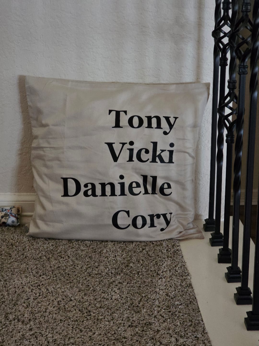 Customer photo review of Customized Pillow Cover - Personalized Family Name - 18x18