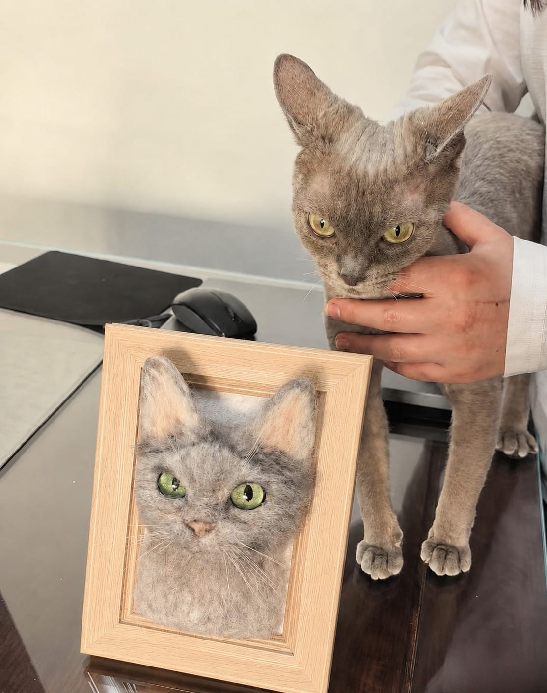 Customer photo review of Custom Pet Cloning Felt Portrait Frame
