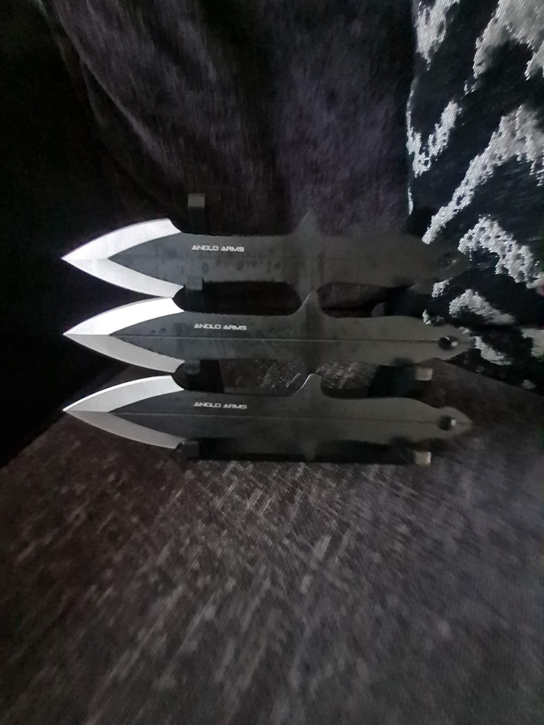 Customer photo review of Punisher Set of 3 Throwing Knives