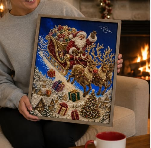 Customer photo review of Personalized 3D Pearl Art DIY Kit - For Home - Holiday Canvas