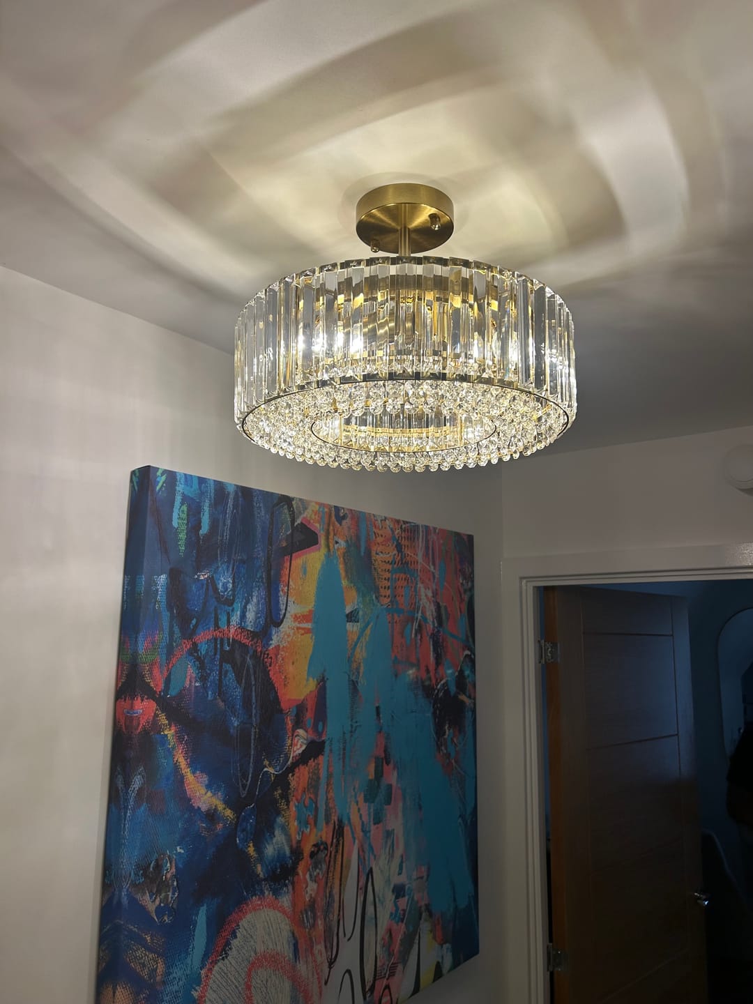 Customer photo review of 4-Light Crystal Drum Semi Flush Mount