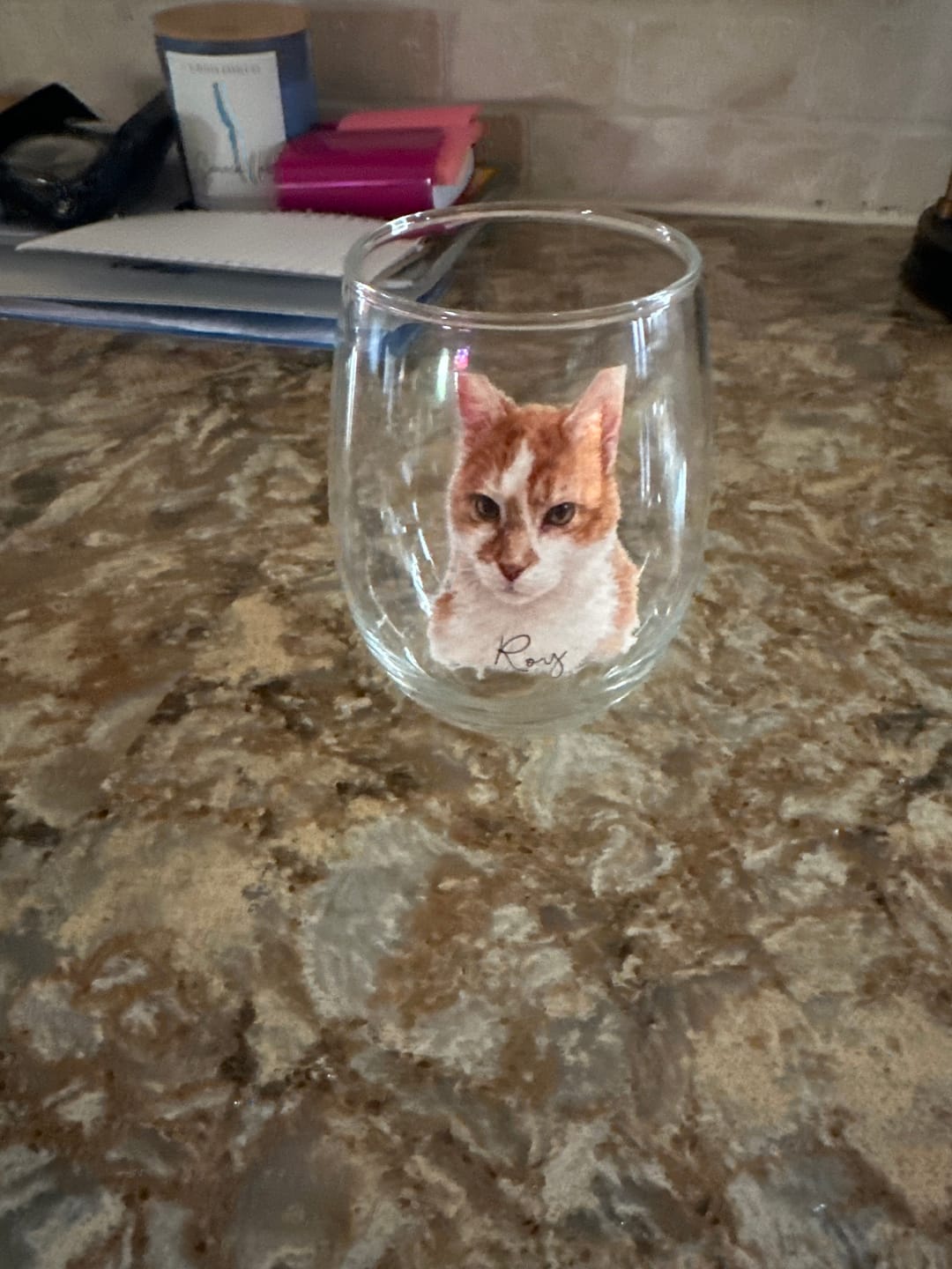Customer photo review of Watercolor Portrait - Personalized Wine Glass