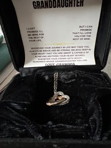 Customer photo review of Gift for Granddaughter from Grandpa Interlocking Hearts Necklace Gift