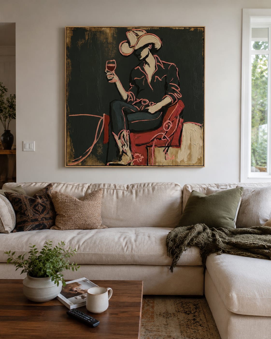 Customer photo review of Evening Toast-Cowboy Wine Painting