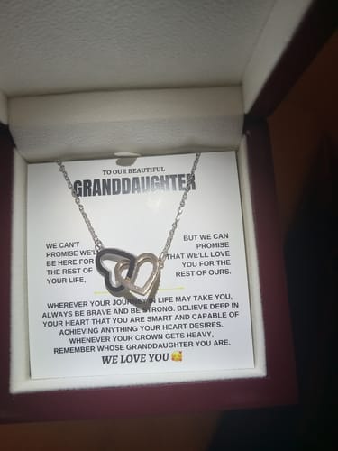 Customer photo review of Gift for Granddaughter from Grandpa Interlocking Hearts Necklace Gift