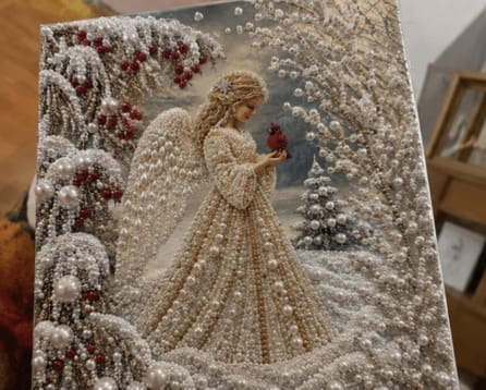 Customer photo review of Personalized 3D Pearl Art DIY Kit - For Home - Holiday Canvas