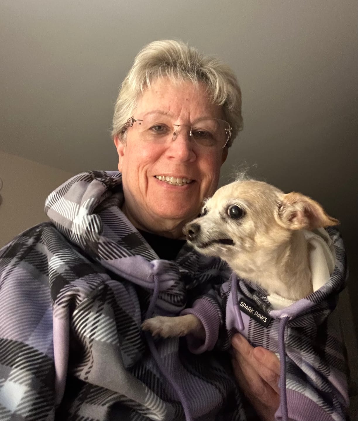 Customer photo review of Purple Plaid Human Hoodie