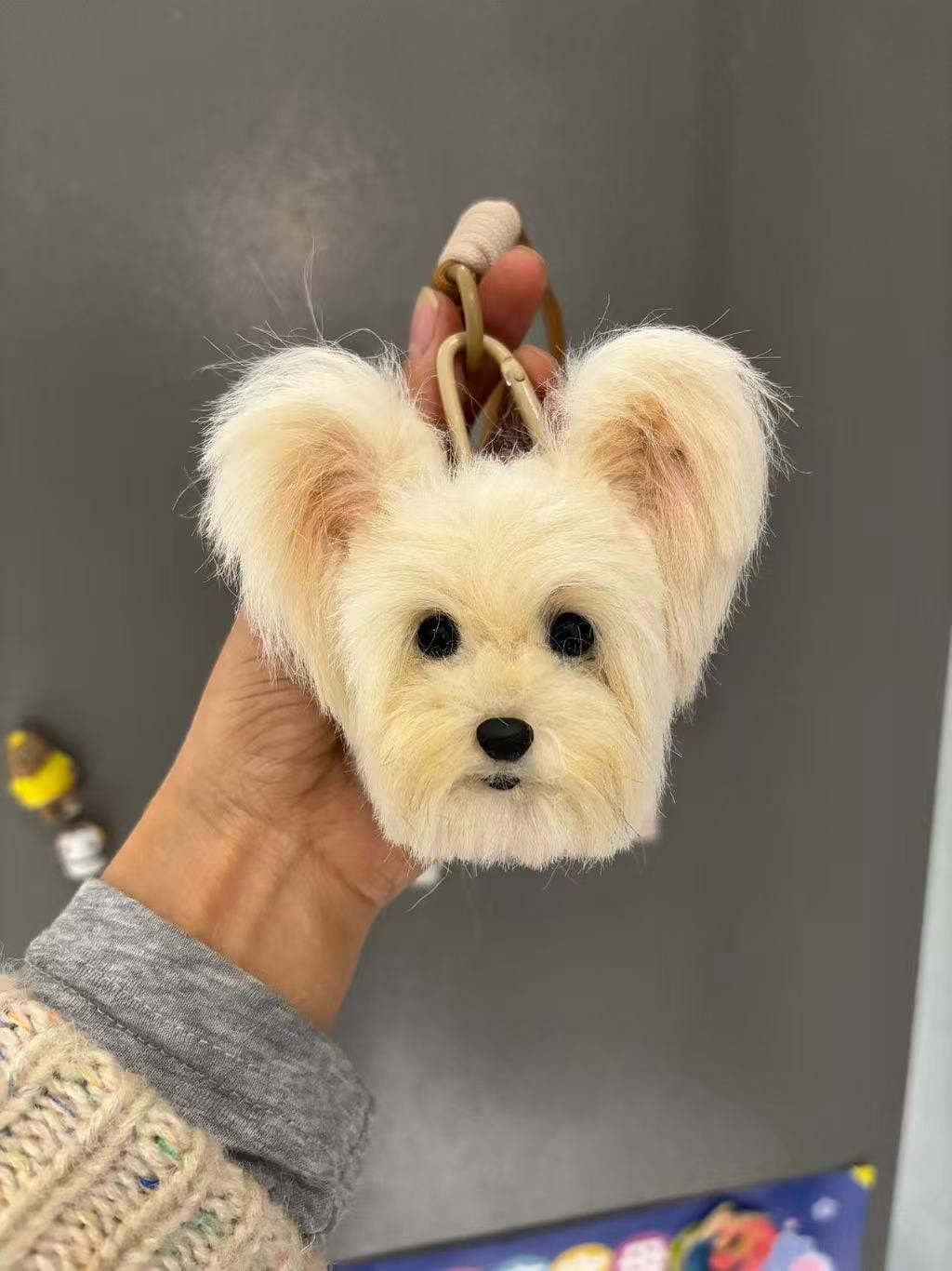 Customer photo review of Custom-made plush pet head pendant