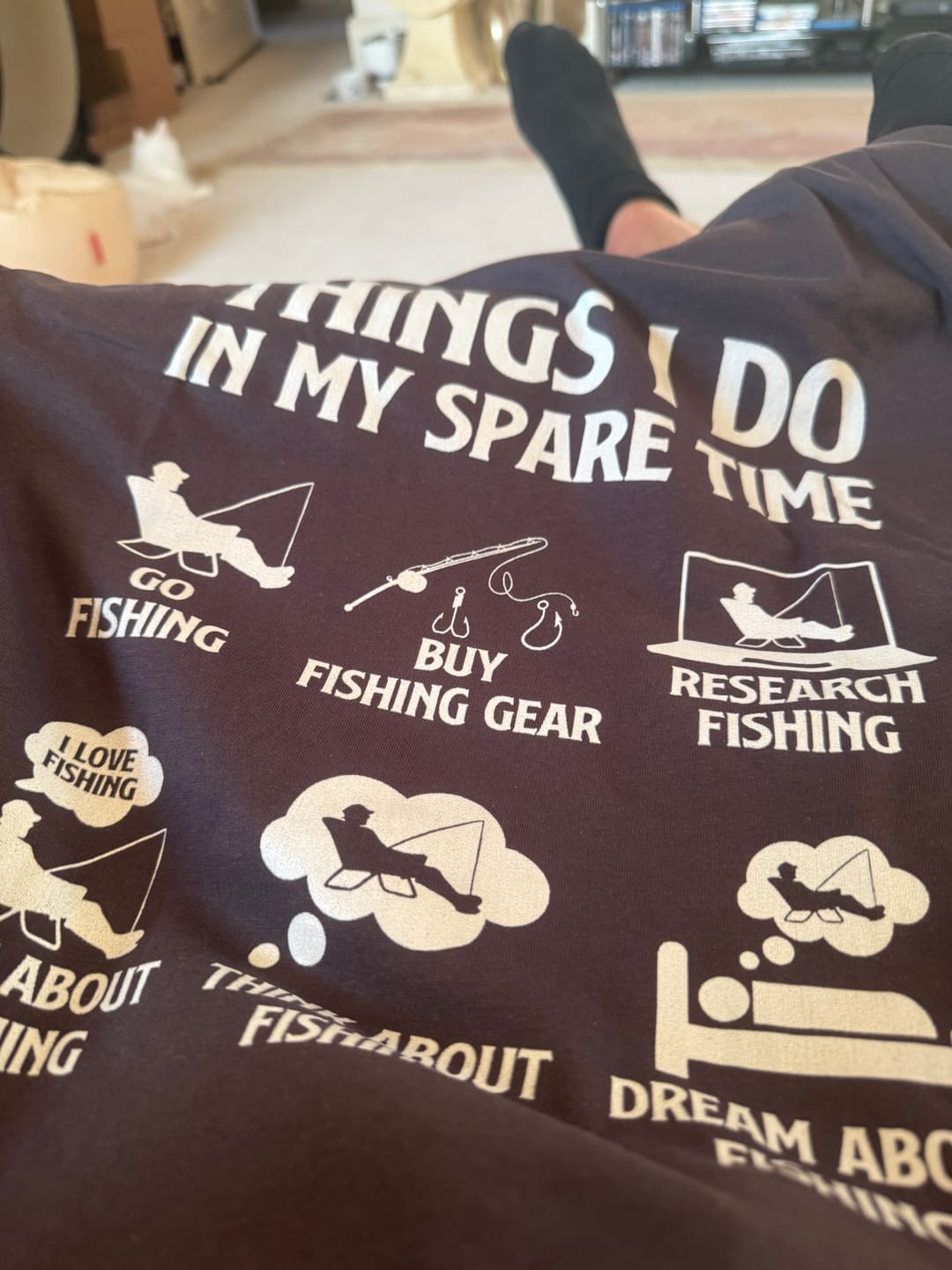 Customer photo review of Things I Do In My Spare Time Fishing 50 T Shirt