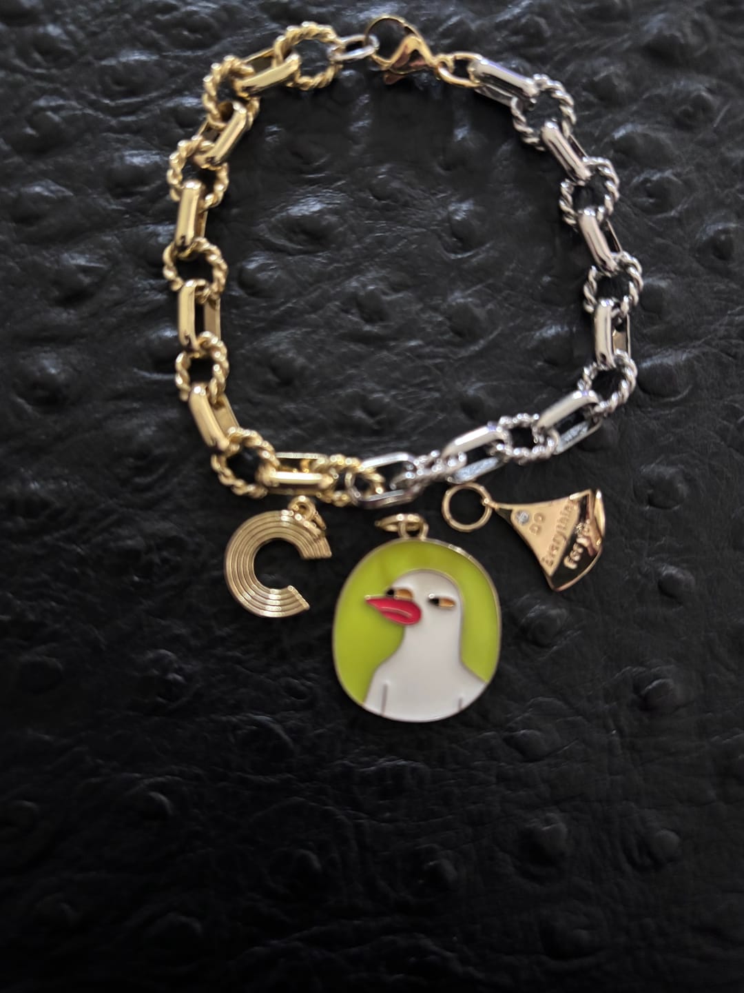 Customer photo review of 2 Tone Oval Twist Chain BRACELET Bundle - (Chain + 3 Charms) TT LIVE