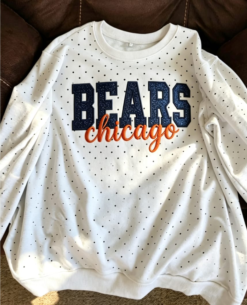 Customer photo review of Custom Embroidered Glitter Vinyl Team Polka Dot Sweatshirt - Game Day Best Gear | Gifts for Sports Mom | Game Day Wear