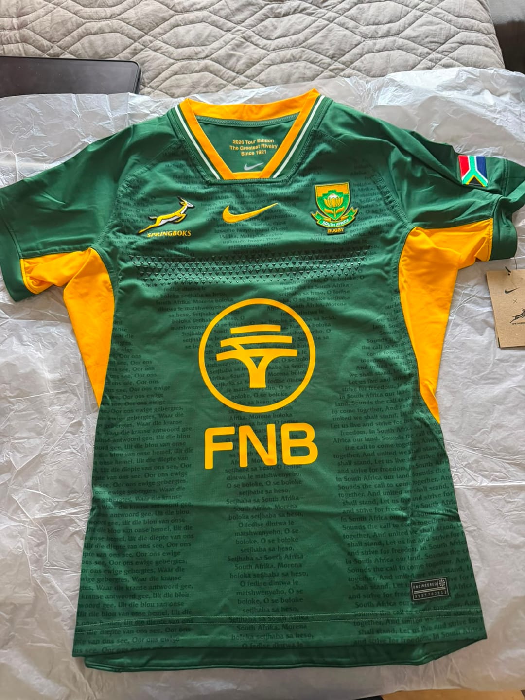 Customer photo review of Springboks Nike Mens Match Replica Rugby's Greatest Rivalry Home Jersey Gorge Green