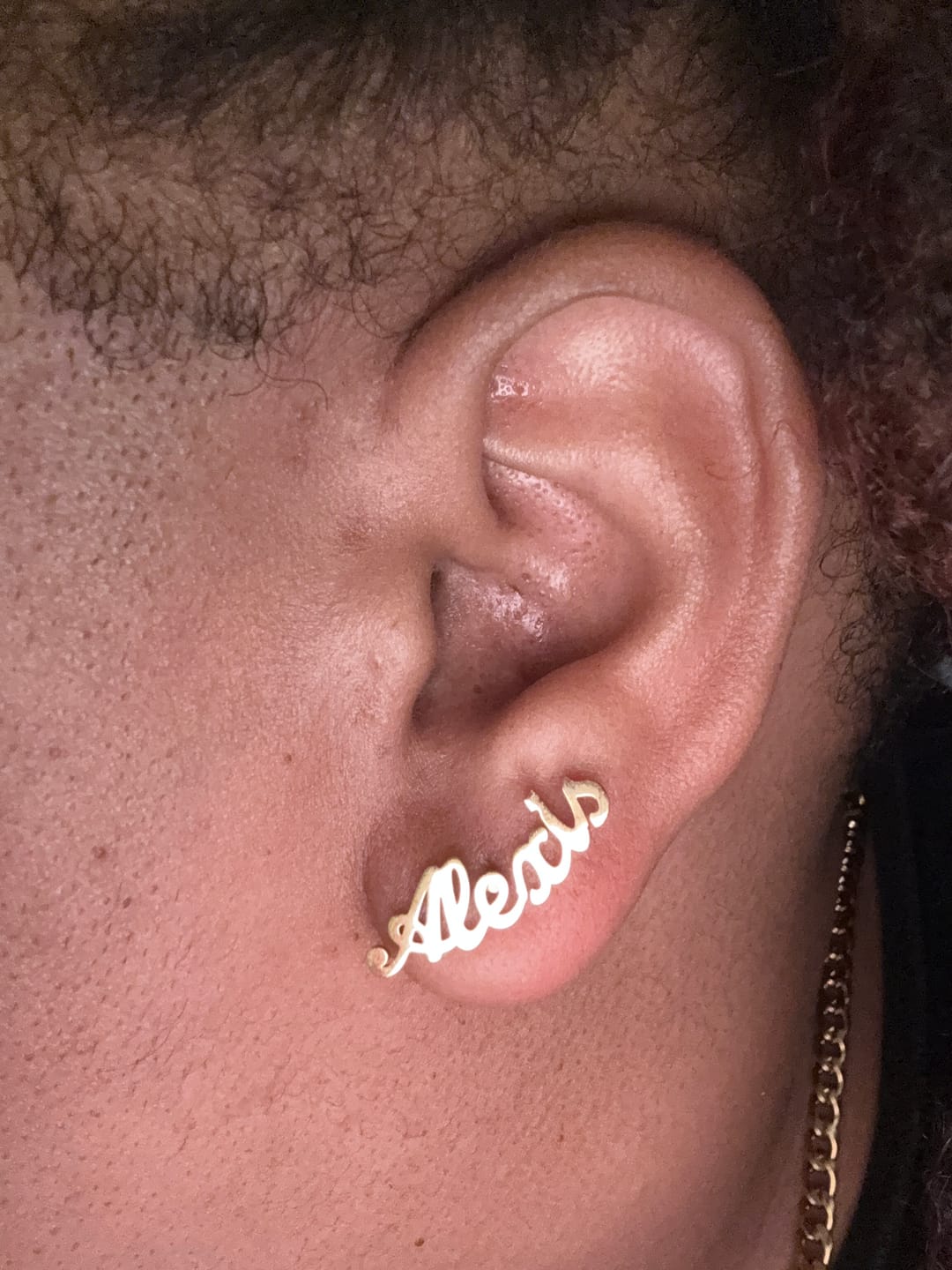 Customer photo review of Name Stud Earrings