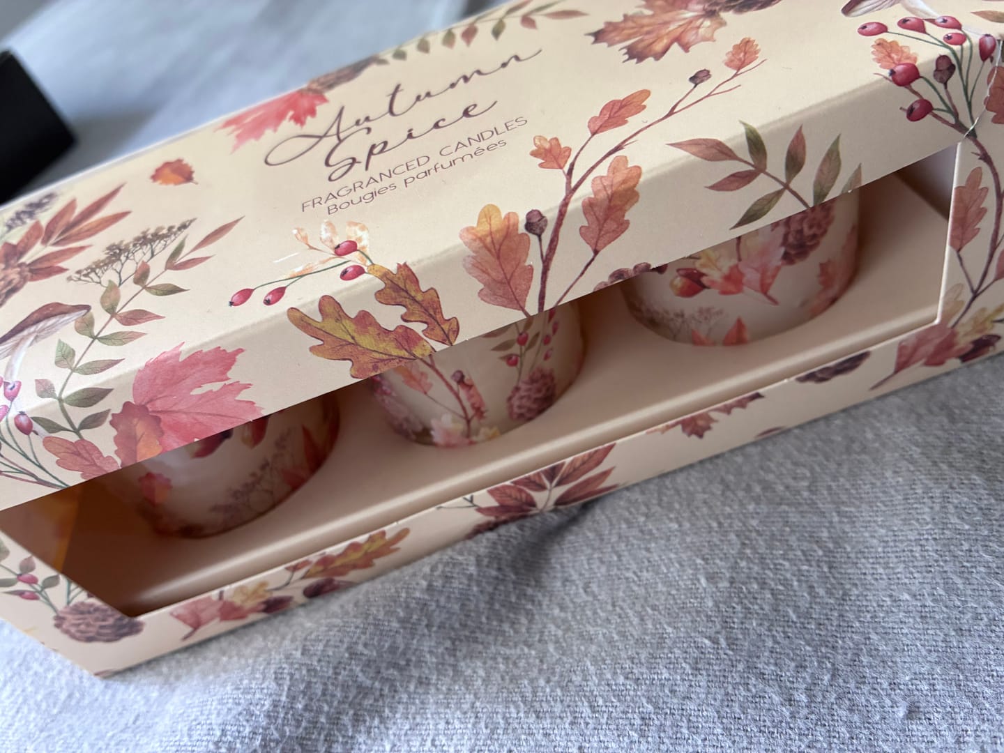 Customer photo review of Herbstkerzen Set – 3 kleine Votivkerzen (2 Sets zur Auswahl)