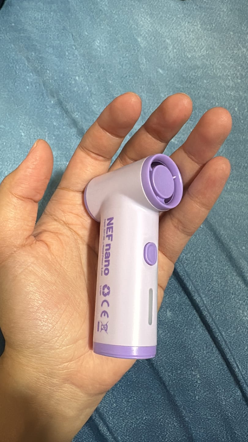 Customer photo review of NEF Nano - Palm-Sized High-Speed Handheld Fan