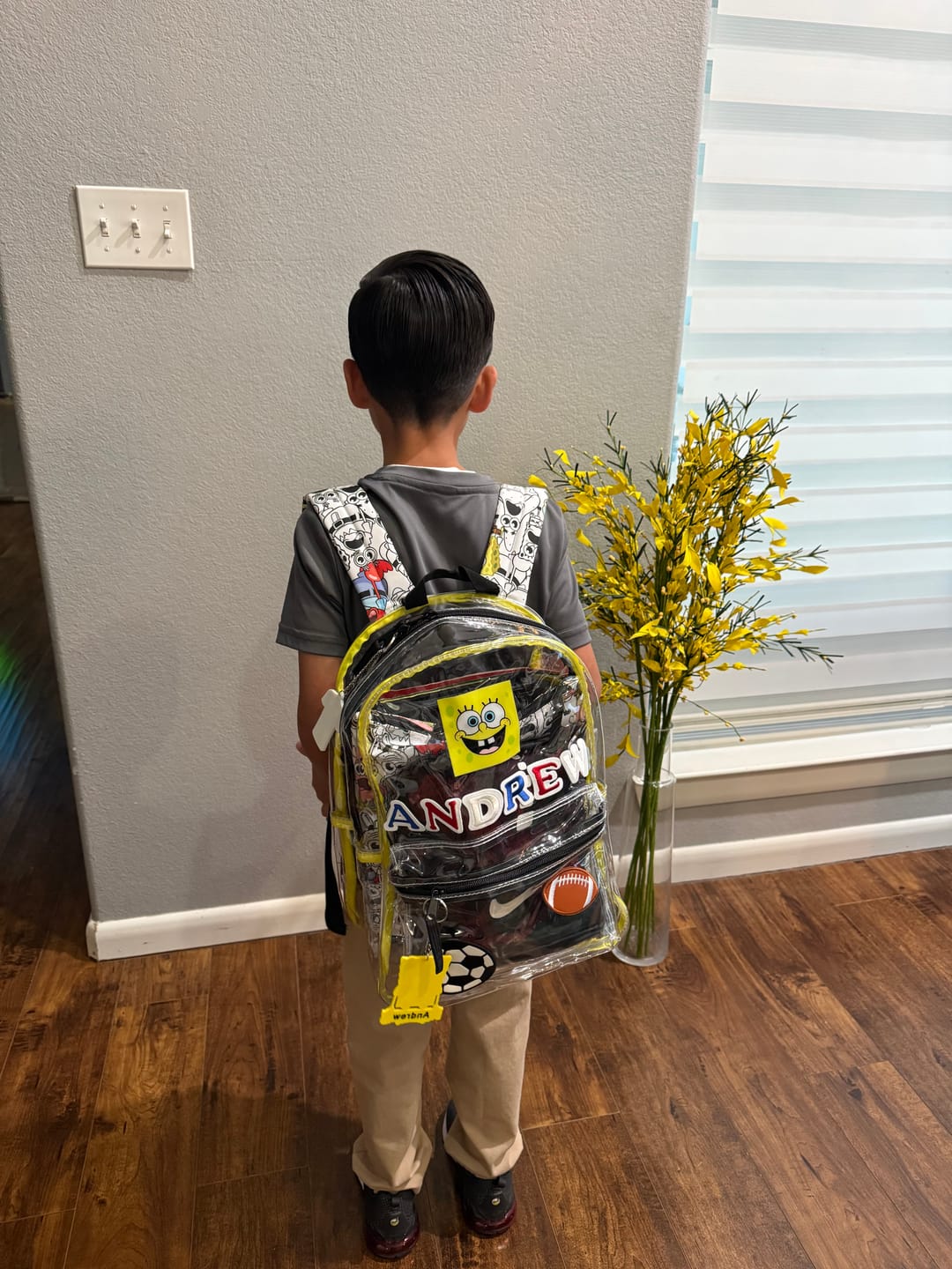 Customer photo review of Bioworld Spongebob SQuarepants 17  Clear Plastic Backpack with Removable Laptop Pocket