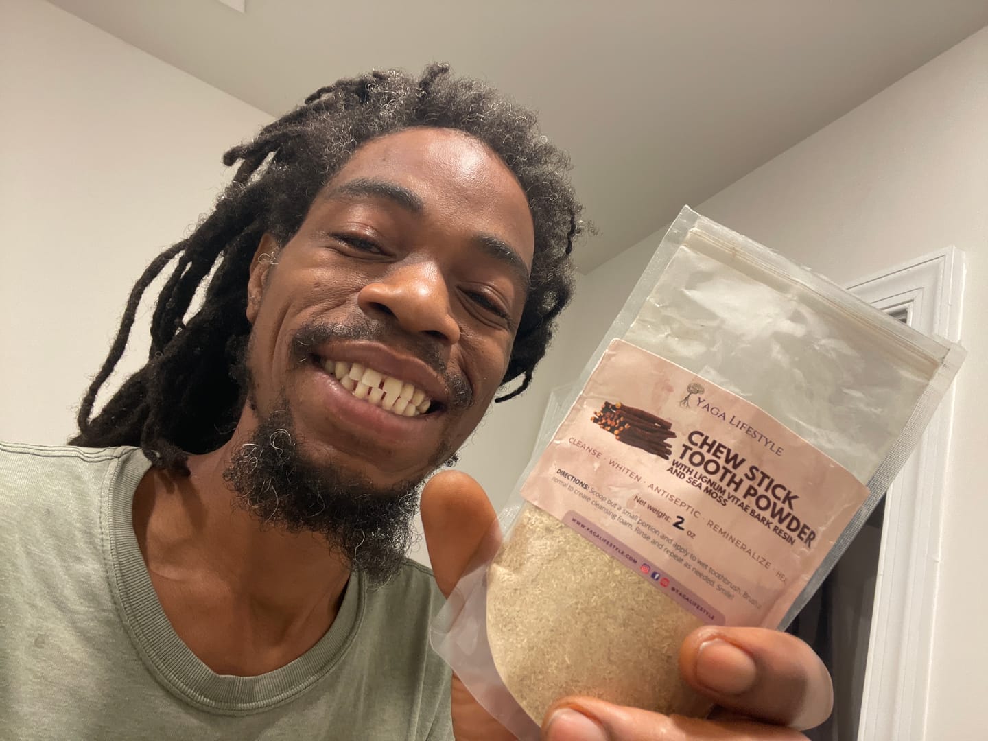 Customer photo review of Jamaican Chew Stick Herbal Tooth Powder