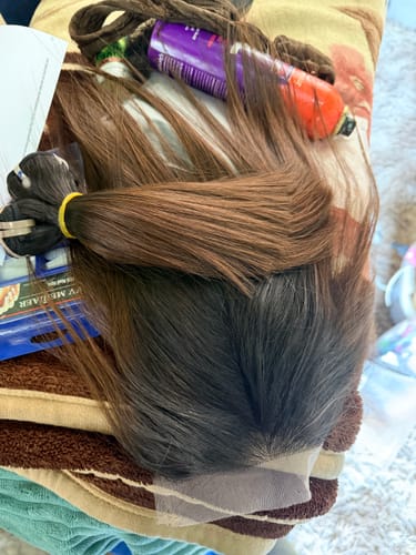 Customer photo review of Vietnamese Super Double Drawn Bone Straight Ombre Chocolate Brown Closure