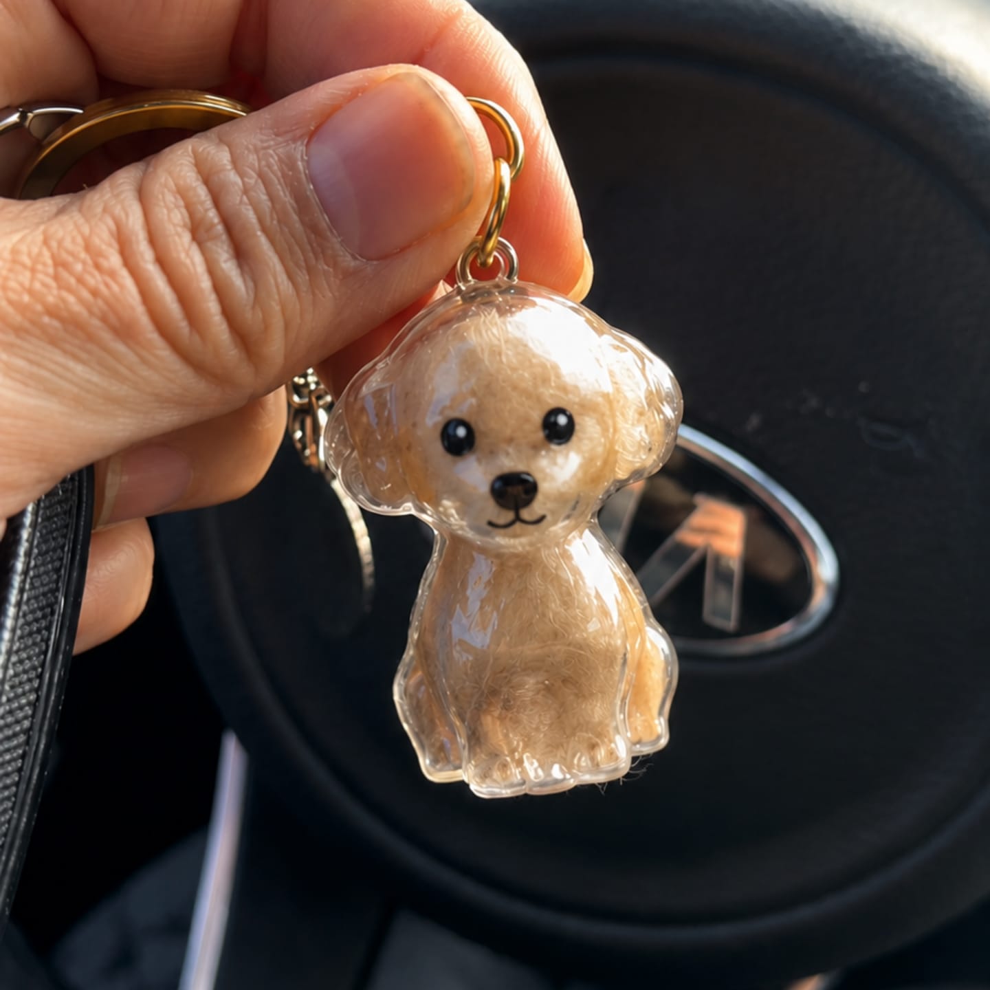 Customer photo review of Llavero para guardar pelo de mascota