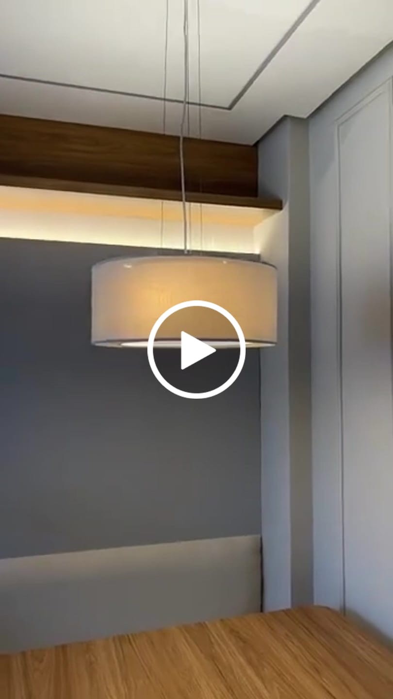 Customer video review of Luminária Pendente de Teto com Cúpula Dupla em Linho 40cm