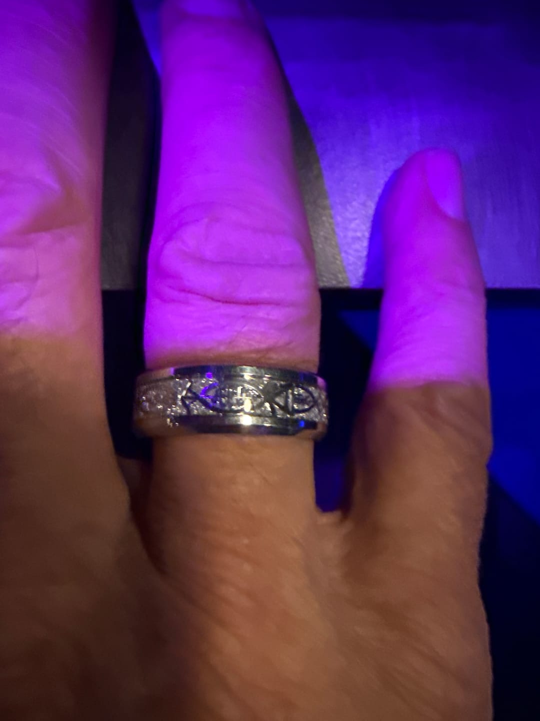Customer photo review of FREE Today: Rustic Ichthys Jesus Fish Sparkle Ring - Faith and Devotion