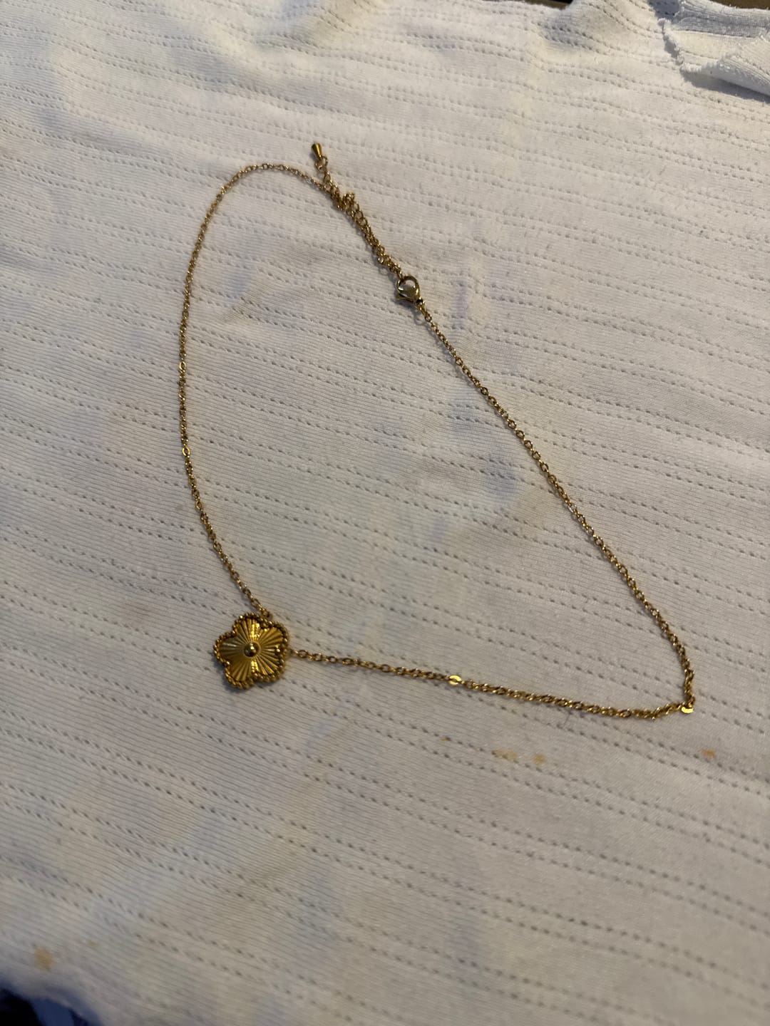 Customer photo review of Golden Clover Necklace
