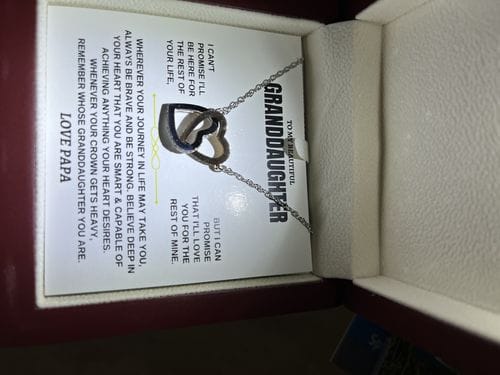 Customer photo review of Gift for Granddaughter from Grandpa Interlocking Hearts Necklace Gift
