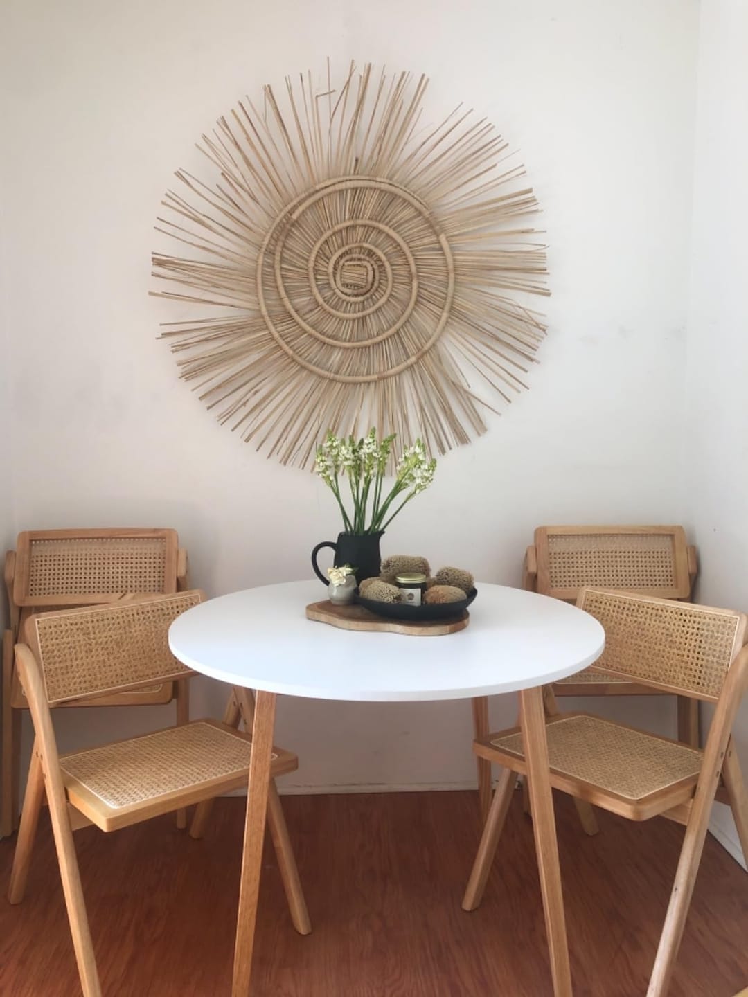 Customer photo review of Foldable Accent Rattan Dining Chairs Set of 2