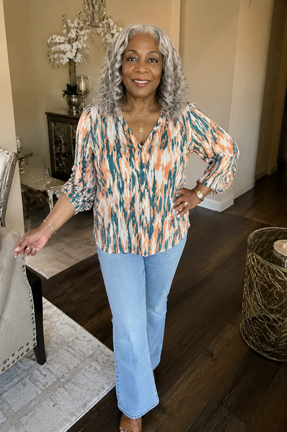 Customer photo review of Luvwin Salt And Pepper Loose Wave 5x5 Closure Glueless Wig 100% Human Hair