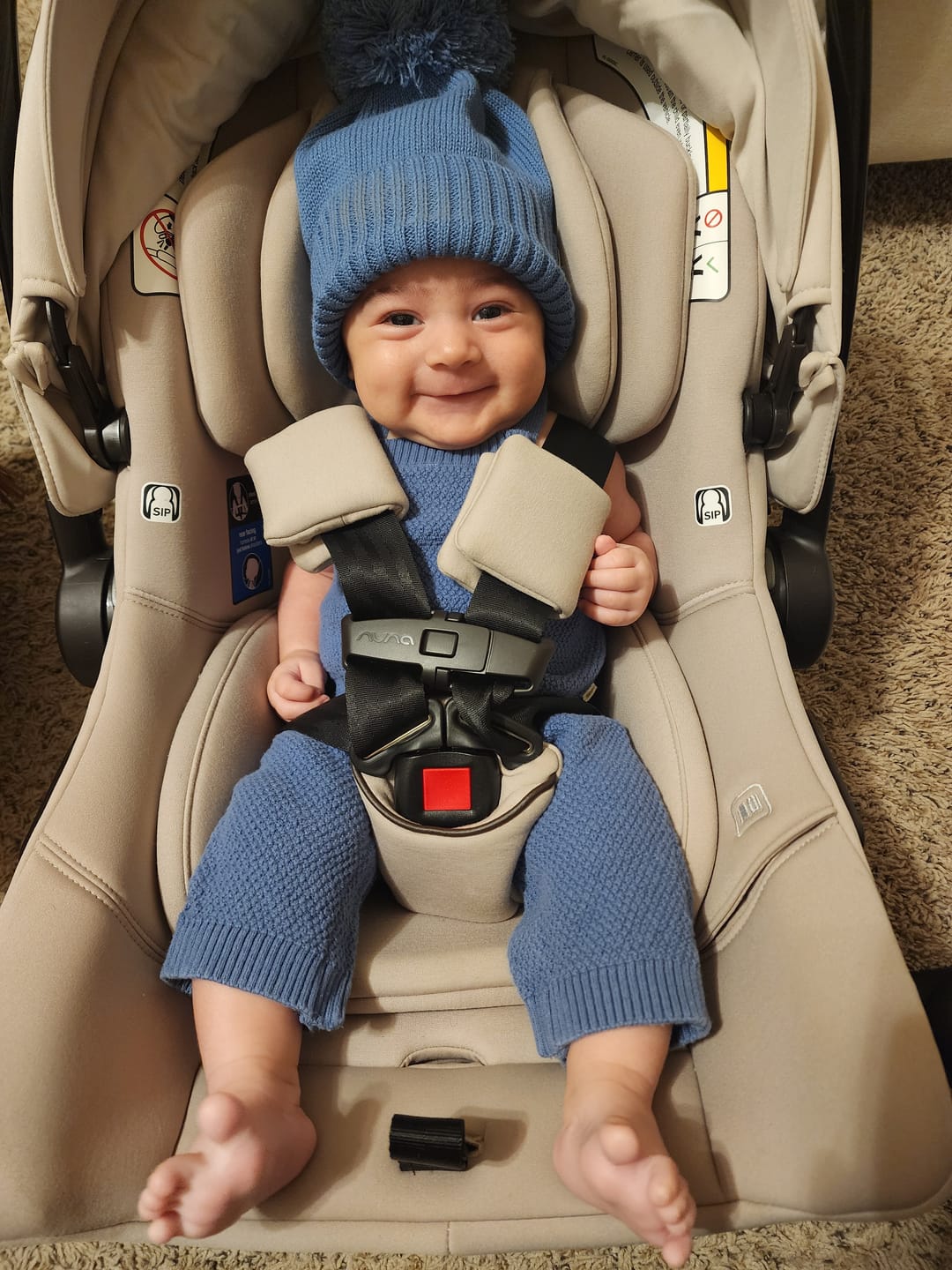 Customer photo review of Luna + Luca Pom Beanie - Denim Blue