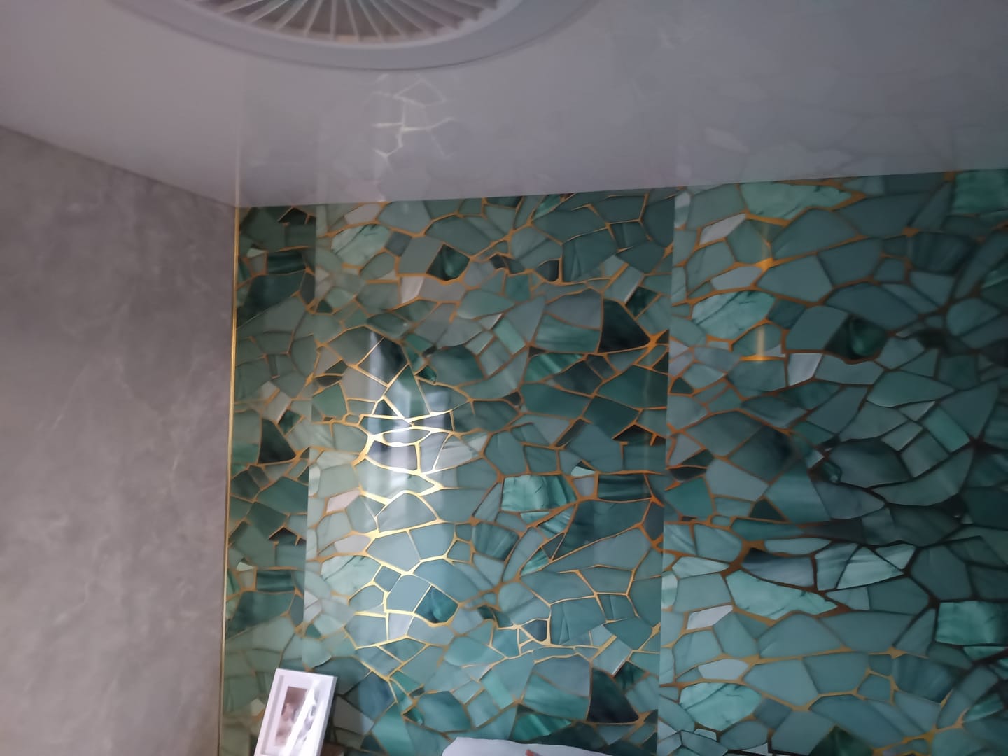 Customer photo review of 10mm Crystal Blue Green Gloss Shower Panel 1M x 2.4M