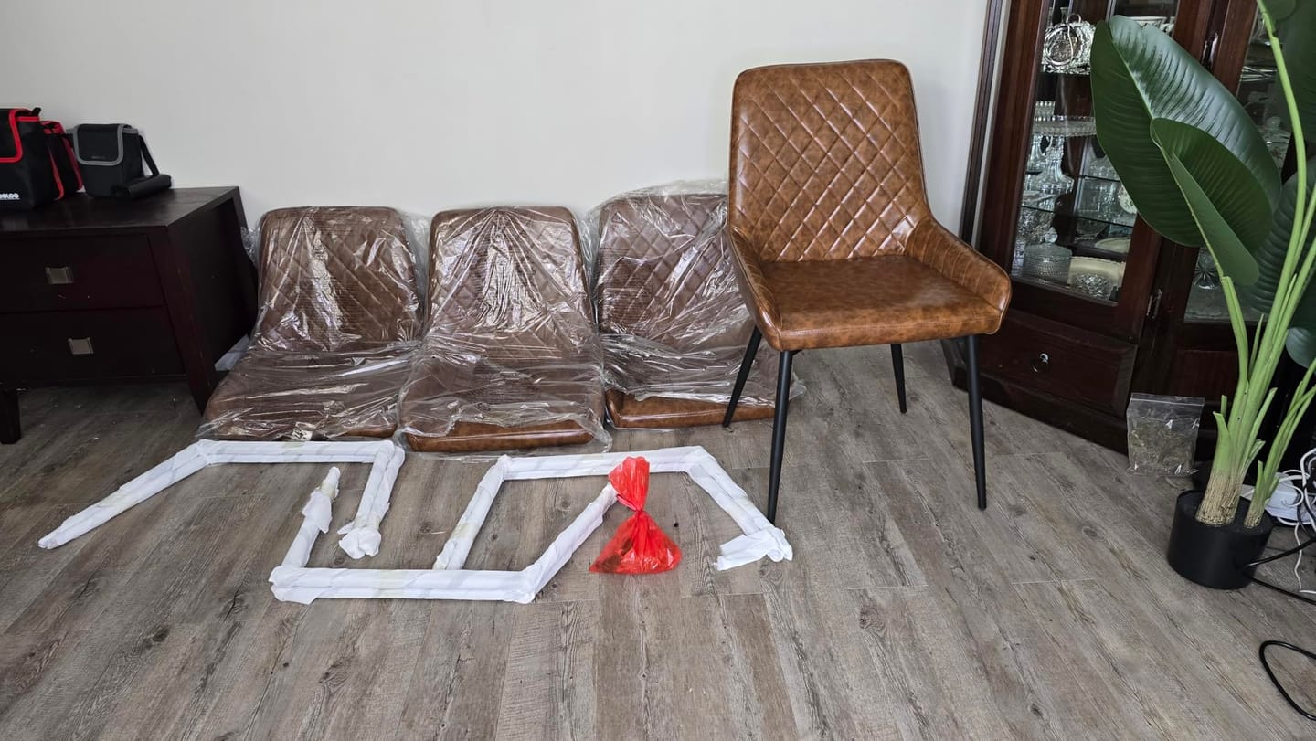 Customer photo review of 4x Dining Chairs Kitchen Chair Lounge Padded Seat PU Faux Leather Brown