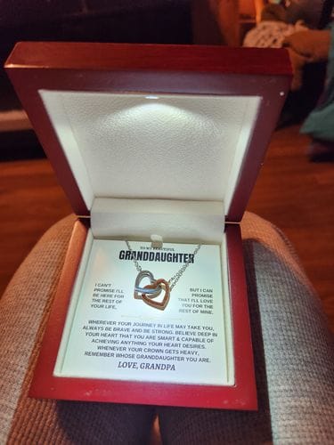 Customer photo review of Gift for Granddaughter from Grandpa Interlocking Hearts Necklace Gift
