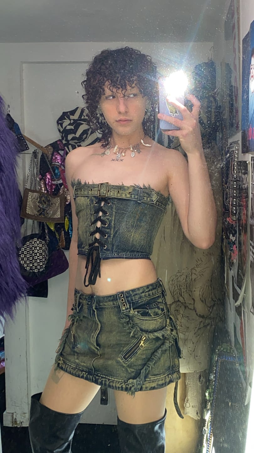 Customer photo review of Personsoul Three-Stage Maxi Denim Skirt