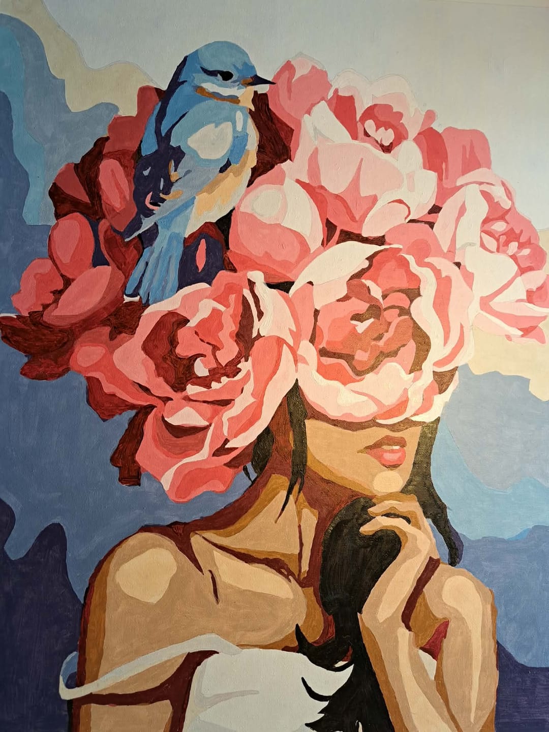 Customer photo review of Girl with Flower Head | Paint by Numbers
