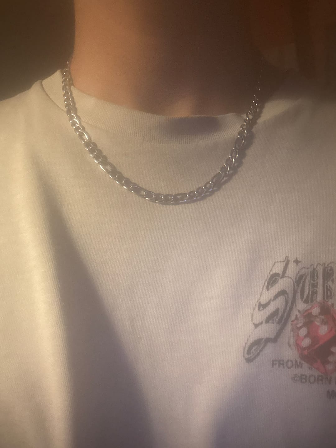 Customer photo review of STAINLESS STEEL FIGARO CHAIN