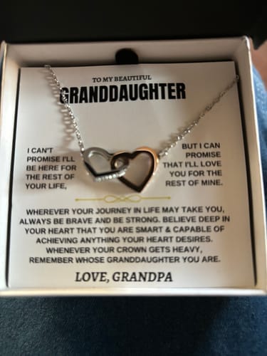 Customer photo review of Gift for Granddaughter from Grandpa Interlocking Hearts Necklace Gift