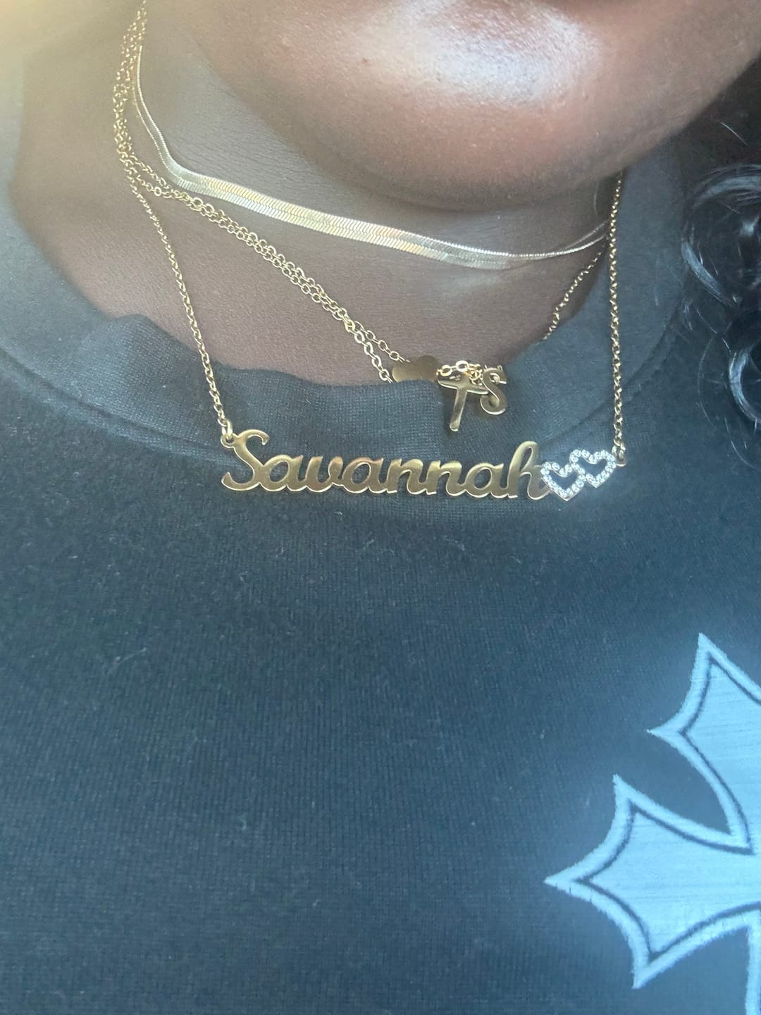 Customer photo review of Kids Iced Hearts Name Necklace