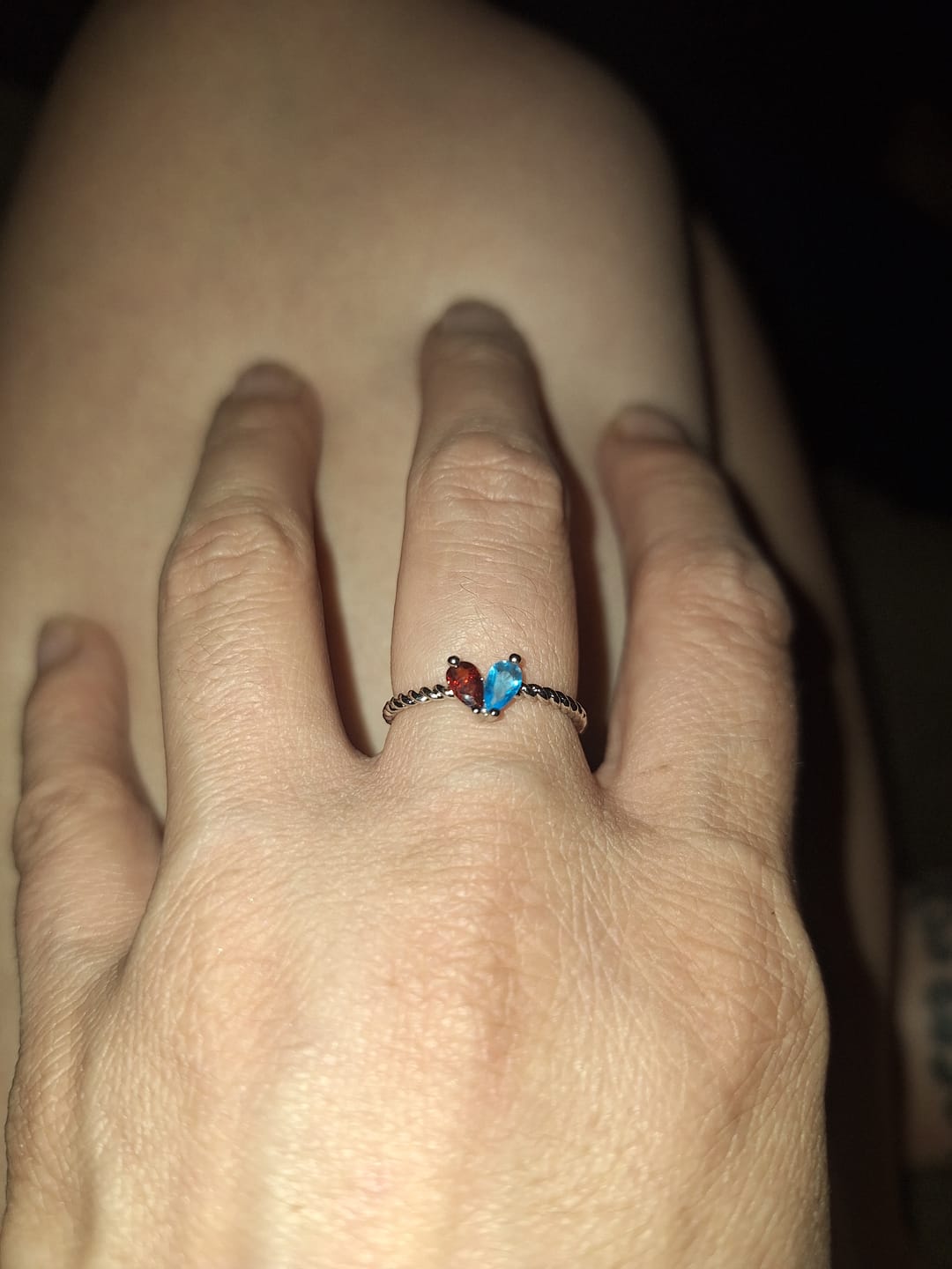 Customer photo review of Custom Tiny Heart Birthstone Adjustable Ring