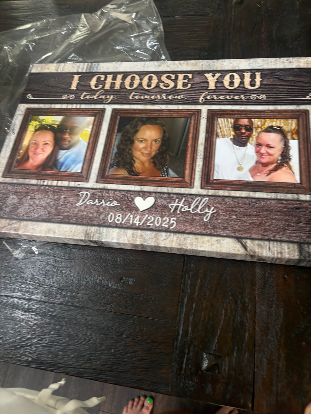 Customer photo review of Personalized Canvas Prints, Custom Photo And Name, Anniversary Gift, Love Gifts, I Choose You Dem Canvas