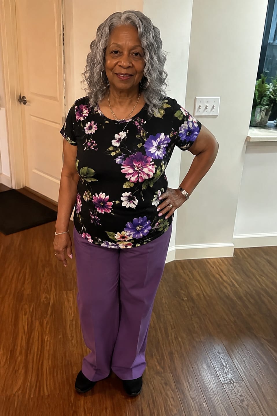 Customer photo review of Luvwin 5X5 Lace Salt and Pepper Indian Wavy Natural Gray Human Hair Closure
