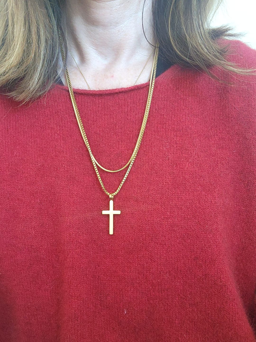 Customer photo review of Classic Cross Necklace Duo