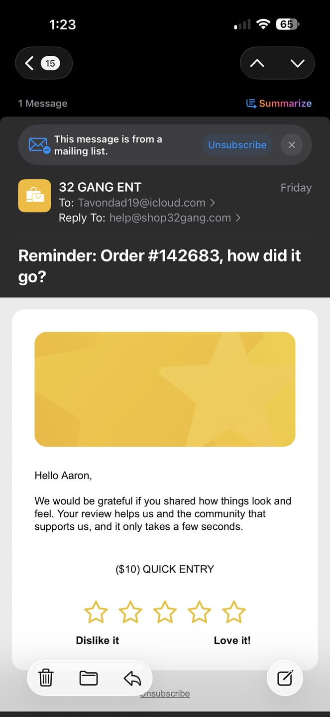Customer photo review of ($10) QUICK ENTRY