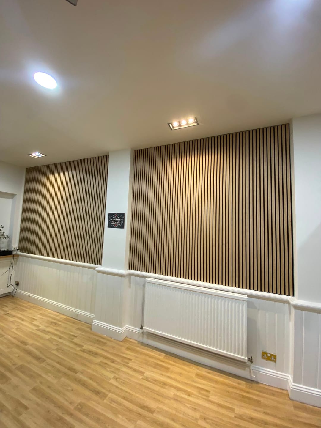 Customer photo review of Acoustic Slat Wall Panels Wooden Decorative Wall Panels Natural Oak Premium 2.4m x 0.6m