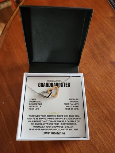 Customer photo review of Gift for Granddaughter from Grandpa Interlocking Hearts Necklace Gift