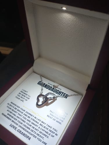 Customer photo review of Gift for Granddaughter from Grandpa Interlocking Hearts Necklace Gift